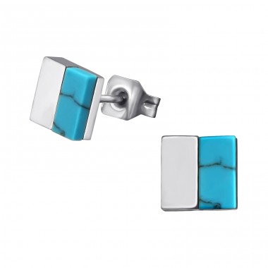 Square - 316L Surgical Grade Stainless Steel Steel Ear Studs A4S34761