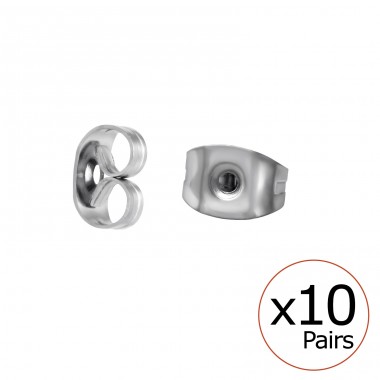 Pack Of 10 High Polish Surgical Steel Butterflies - 316L Surgical Grade Stainless Steel Steel Ear Studs A4S35976