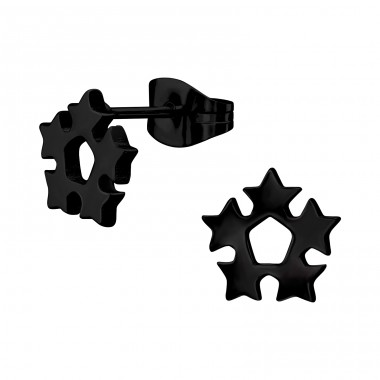 Black Stars in snowflake shape - 316L Surgical Grade Stainless Steel Steel Ear Studs A4S45537
