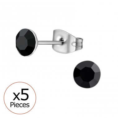5x 5 mm okrúhly - Chirurgicka Nehrdzavejúca Ocel Puzetové Náušnice Z Ocele A4S45732