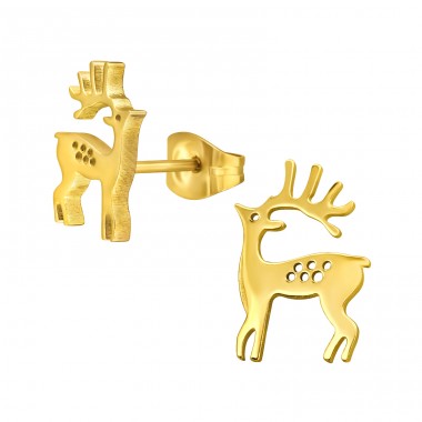 Golden Reindeer - 316L Surgical Grade Stainless Steel Steel Ear Studs A4S46756