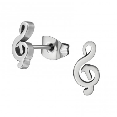 Music clef - Chirurgicka nehrdzavejúca ocel Puzetové náušnice z ocele A4S5839