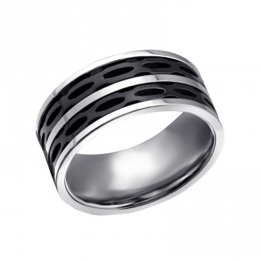 Black Striped - Chirurgicka nehrdzavejúca ocel Prstene z ocele A4S22793