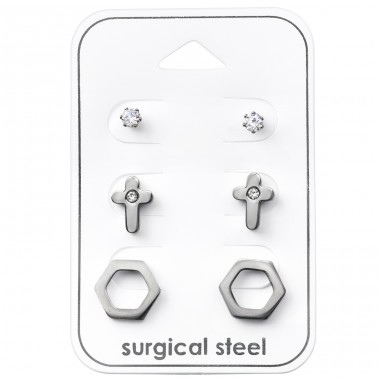 Cross - 316L Surgical Grade Stainless Steel Steel Jewellery Sets A4S33373