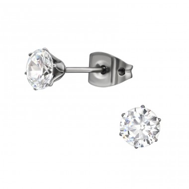 Round 5mm - Cubic Zirconia + Titanium Titan Ear Studs A4S33179