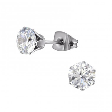 6mm Round - Titanium + Cubic Zirconia Titan Ear Studs A4S33180