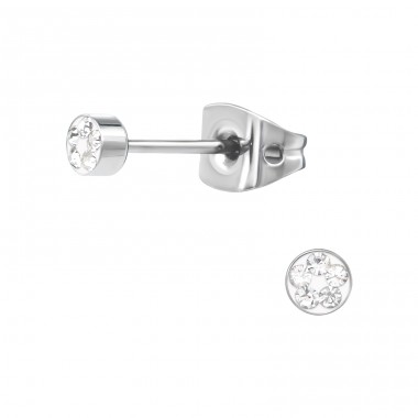 Titanium Round Ear Studs With Crystal  - Titanium Titan Ear Studs A4S38448