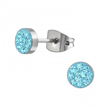 Titanium Round Ear Studs With Crystal  - Titanium Titan Ear Studs A4S38449