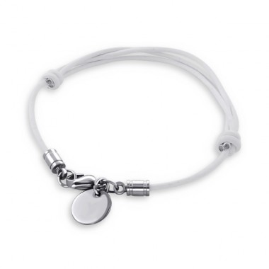 Disk - Leather Cord + 316L Surgical Grade Stainless Steel Steel Bracelets for Men A4S16957