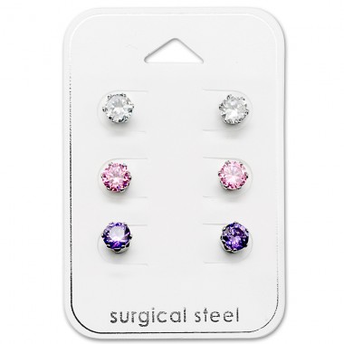 3 Paare auf der Karte - Chirurgischer 316L-Edelstahl Schmuck-Sets Aus Stahl  A4S29037