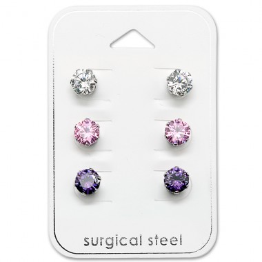 3 Paare pro Karte - Chirurgischer 316L-Edelstahl Schmuck-Sets Aus Stahl  A4S29038