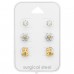 3x pairs of ear studs Nature, Bees, flower - 316L Surgical Grade Stainless Steel Steel Jewellery Sets A4S45420