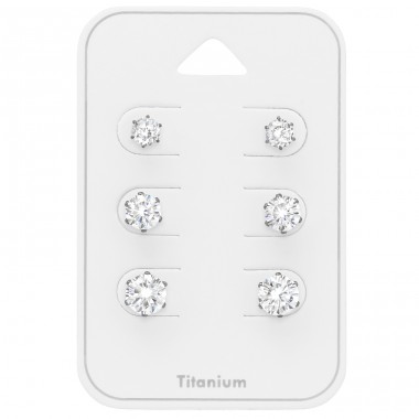 3 páry náušníc - 4 mm, 5 mm a 6 mm zirkóny - Titán Ocelové Súpravy A4S45426