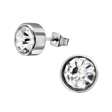 Rund mit Kristall – Ohrstecker aus chirurgischem Edelstahl A4S28856