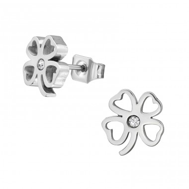 Vierblättriges Kleeblatt - Chirurgischer 316L-Edelstahl Stahl-Ohrstecker A4S30181