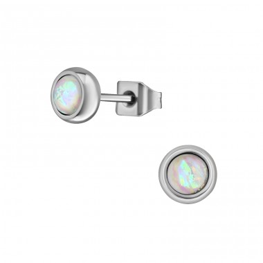 Suruburi Din Oțel Chirurgical Rotunde De 5 mm Cu Opal Sintetic - Grad Chirurgical 316L Din Oțel Inoxidabil Cercei Cu Șurub Din Oţel Inoxidabil A4S34479