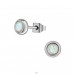 Surgical Steel Round 5mm Ear Studs With Synthetic Opal - 316L Surgical Grade Stainless Steel Steel Ear Studs A4S34479