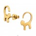Golden Cat with long tail - 316L Surgical Grade Stainless Steel Steel Ear Studs A4S44817
