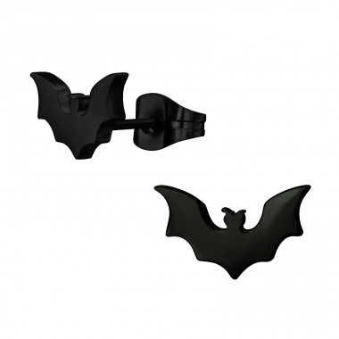 Black Bat spreading wings - 316L Surgical Grade Stainless Steel Steel Ear Studs A4S44823