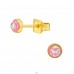 Gold Surgical Steel Round 3mm Ear Studs With Synthetic Opal - 316L Surgical Grade Stainless Steel Steel Ear Studs A4S45624