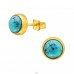 Gold Surgical Steel Round 6mm Ear Studs With Semi Precious - 316L Surgical Grade Stainless Steel Steel Ear Studs A4S45629