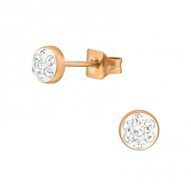 4mm rosegold kör kristállyal - 316L Sebészeti Minőségű Rozsdamentes Acél Acél Stift A4S45635