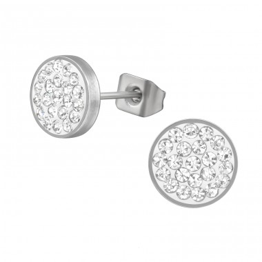 8 mm kulaté s křišťály - 316L Chirurgická Nerezová Ocel Puzetové Náušnice Z Oceli A4S45638