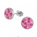 Round 8mm fuchsia crystals - 316L Surgical Grade Stainless Steel Steel Ear Studs A4S45677