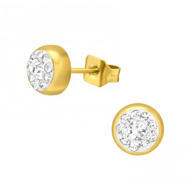 5 mm vergoldet rund mit Kristallen - Ohrstecker aus chirurgischem Edelstahl A4S45681
