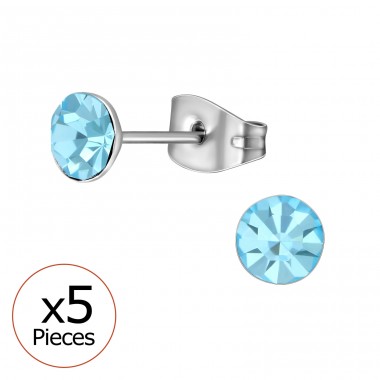 5mm Round X5 - 316L Surgical Grade Stainless Steel Steel Ear Studs A4S45732