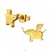 Golden Flying Elephant - 316L Surgical Grade Stainless Steel Steel Ear Studs A4S45934