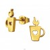 Golden Hot Coffee Cup - 316L Surgical Grade Stainless Steel Steel Ear Studs A4S45937