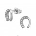 Horseshoe with crystals - 316L Surgical Grade Stainless Steel Steel Ear Studs A4S47396
