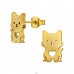 Goldene Katze mit Herz - Chirurgischer 316L-Edelstahl Stahl-Ohrstecker A4S49149