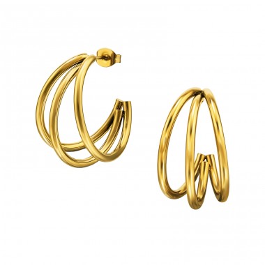 Semicerc triplu placat cu aur - Grad Chirurgical 316L Din Oțel Inoxidabil Cercei Cu Șurub Din Oţel Inoxidabil A4S49791