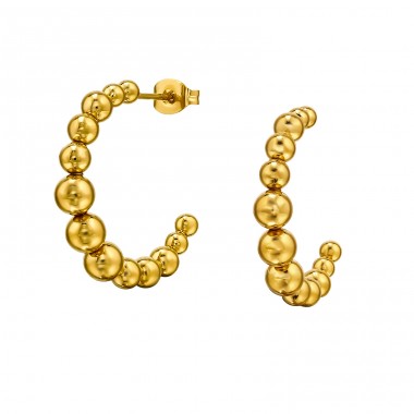 Goldene Punkte Halbkreise - Chirurgischer 316L-Edelstahl Stahl-Ohrstecker A4S49793