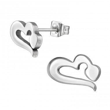 Snake Heart - 316L Surgical Grade Stainless Steel Steel Ear Studs A4S49978