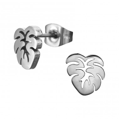 Oak Leaf - 316L Surgical Grade Stainless Steel Steel Ear Studs A4S50039