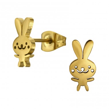 Golden Little Bunny Miffy - 316L Surgical Grade Stainless Steel Steel Ear Studs A4S50042