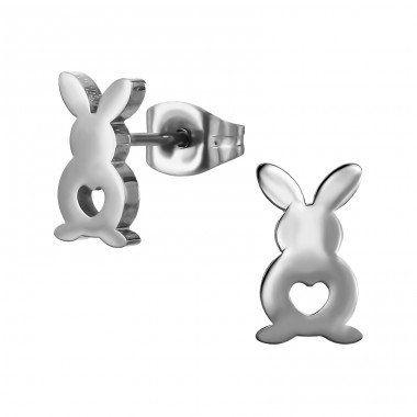 Hase mit Herz - Chirurgischer 316L-Edelstahl Stahl-Ohrstecker A4S50044