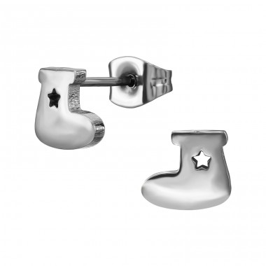 Christmas Stocking With Star - 316L Surgical Grade Stainless Steel Steel Ear Studs A4S50046