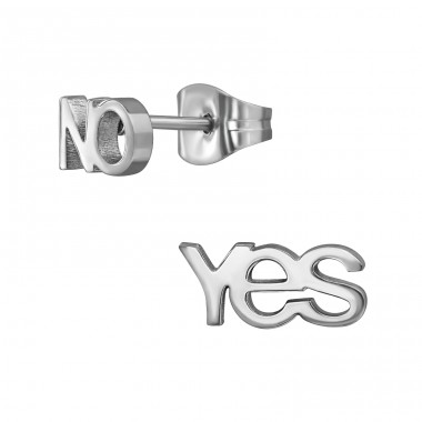 "Yes" i "No" - 316L Stal Chirurgiczna Grade Kolczyki Sztyfty Ze Stali A4S50130