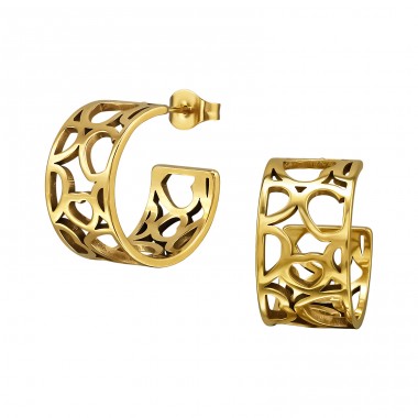 16 mm Golden Heart - 316L Surgical Grade Stainless Steel Steel Ear Studs A4S50151