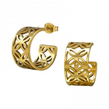 16 mm Golden Flower - 316L Surgical Grade Stainless Steel Steel Ear Studs A4S50152
