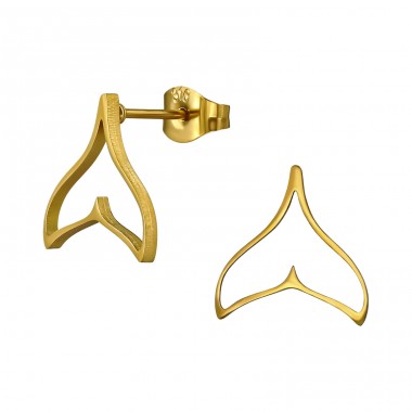 Coada Balenei placata cu aur - Grad Chirurgical 316L Din Oțel Inoxidabil Cercei Cu Șurub Din Oţel Inoxidabil A4S50169