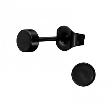 4 mm Round Black - 316L Surgical Grade Stainless Steel Steel Ear Studs A4S50240