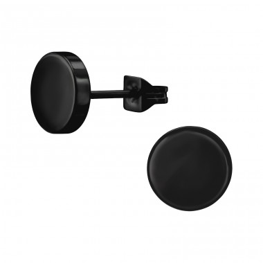 8mm Okrągłe Czarne - 316L Stal Chirurgiczna Grade Kolczyki Sztyfty Ze Stali A4S50242