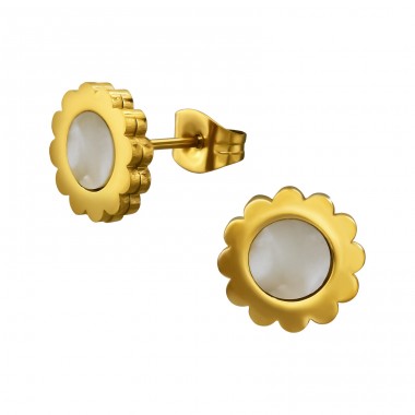 Golden Flower - 316L Surgical Grade Stainless Steel Steel Ear Studs A4S50252
