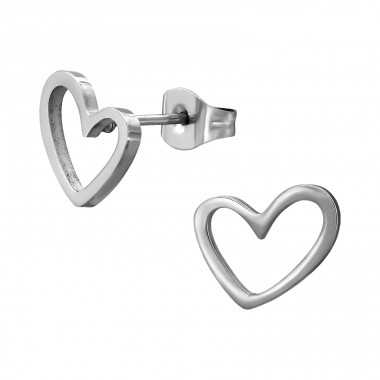 10 mm Open Heart - 316L Surgical Grade Stainless Steel Steel Ear Studs A4S50256