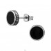 Black Circle With Pattern - 316L Surgical Grade Stainless Steel Steel Ear Studs A4S50324